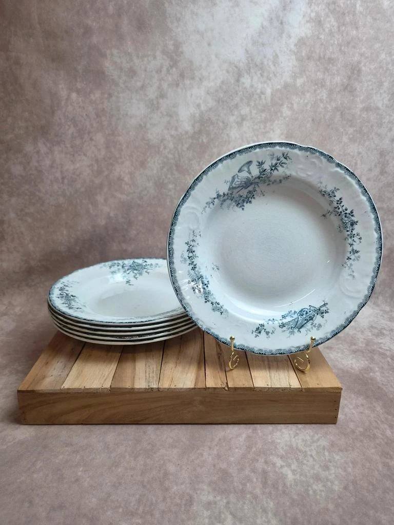 Lot de 6 assiettes creuses Terre de Fer Hippolyte Boulenger Choisy-le-roi modèle Rochambeau